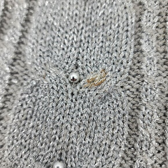 Vintage Christine Phillipe Silver Beaded Sweater With Sparkle & Shoulder Pads - Picture 5 of 8